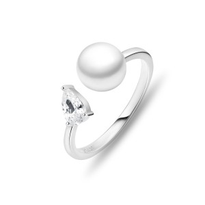 Inel argint cu perla naturala alba si cristal DiAmanti SK24456R_W-G (Argint 925‰ 1,2 g)